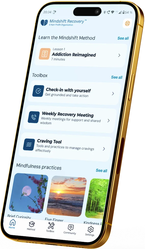 Mindshift Recovery App on iPhone